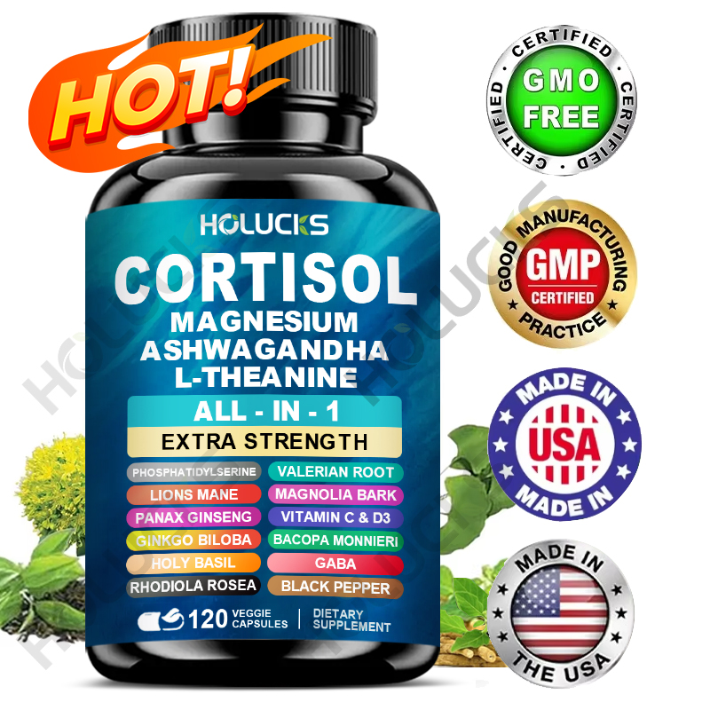 Tulsi Holy Basil - Corti-Soothe Cortisol อาหารเสริมด้วยแมกนีเซียม, Ashwagandha, L-Theanine -